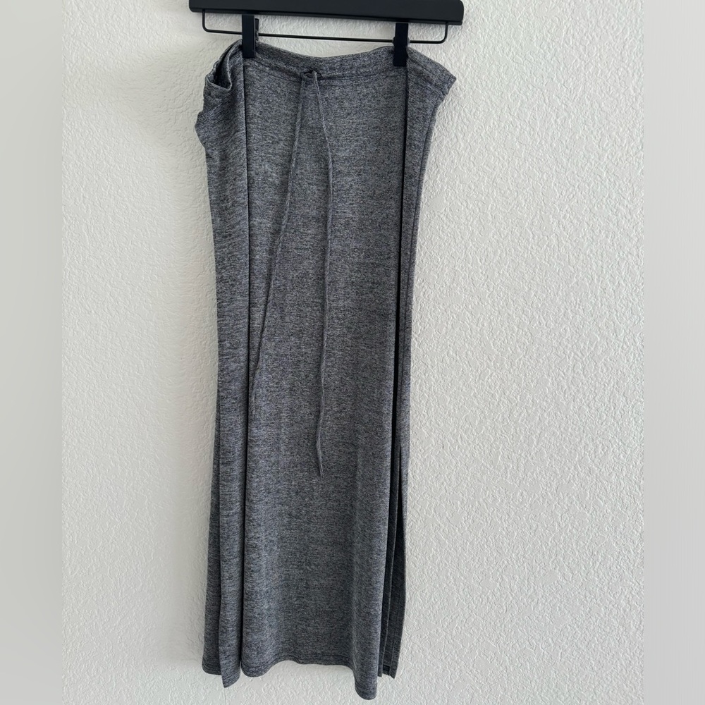 Boucci USA size M drawstring waist maxi skirt grey no‎ wrinkle 2 side slits
